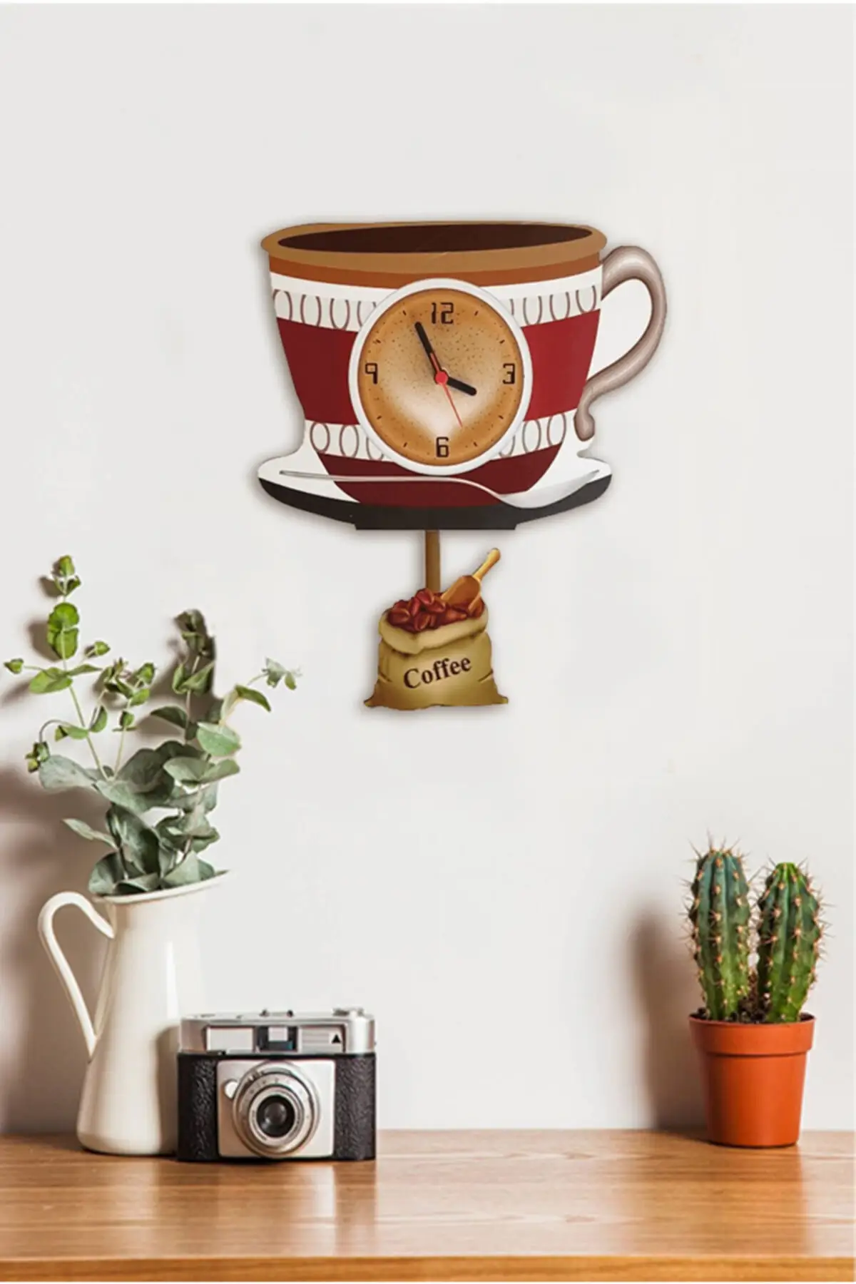 Coffee Cup Swinging Pendulum Kitchen Wall Clock 2022 Home-Kitchen, Wall Decoration, Gift, Different Design, Analog Clock,