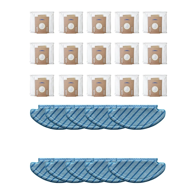 

10Pcs Mop Cloths Cleaning Pads With 15Pcs For ECOVACS DEEBOT OZMO T8 Robot Vacuum Cleaner Leakproof Dust Bag