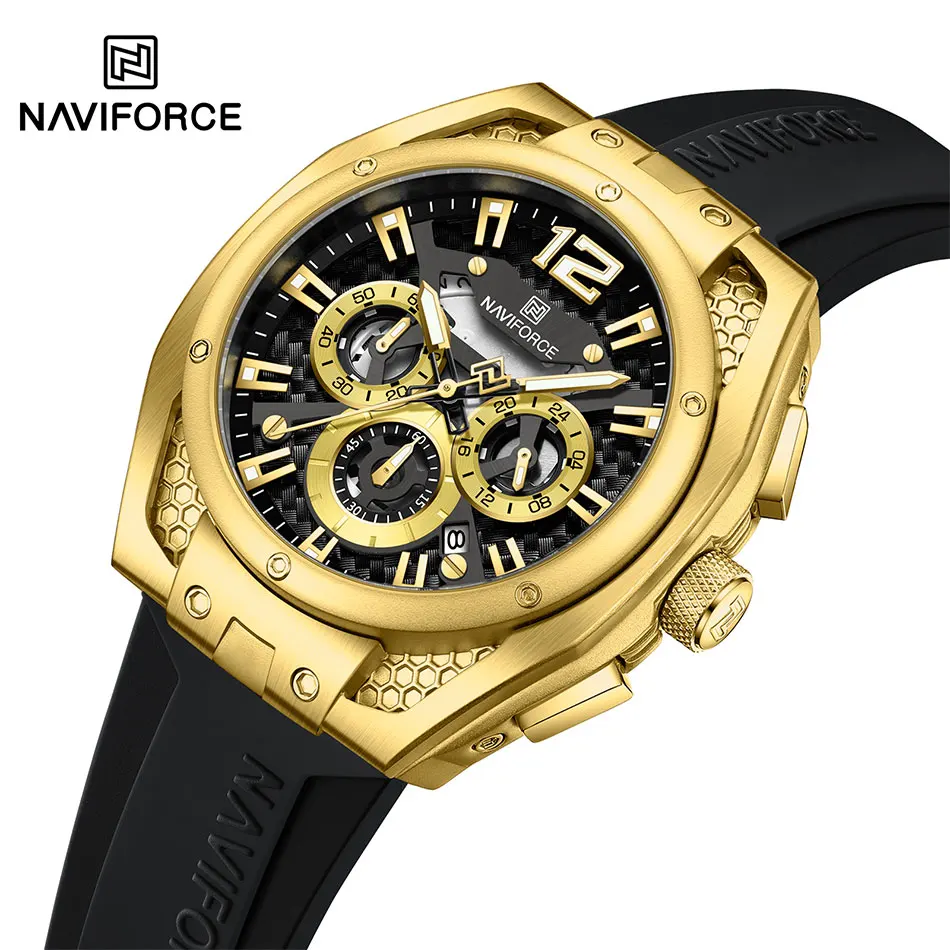 Фото NAVIFORCE модные цифровые часы с циферблатом для мужчин, военные спортивные наручные часы, мужские силиконовые ремешки, деловые офисные водонепроницаемые мужские часы №2