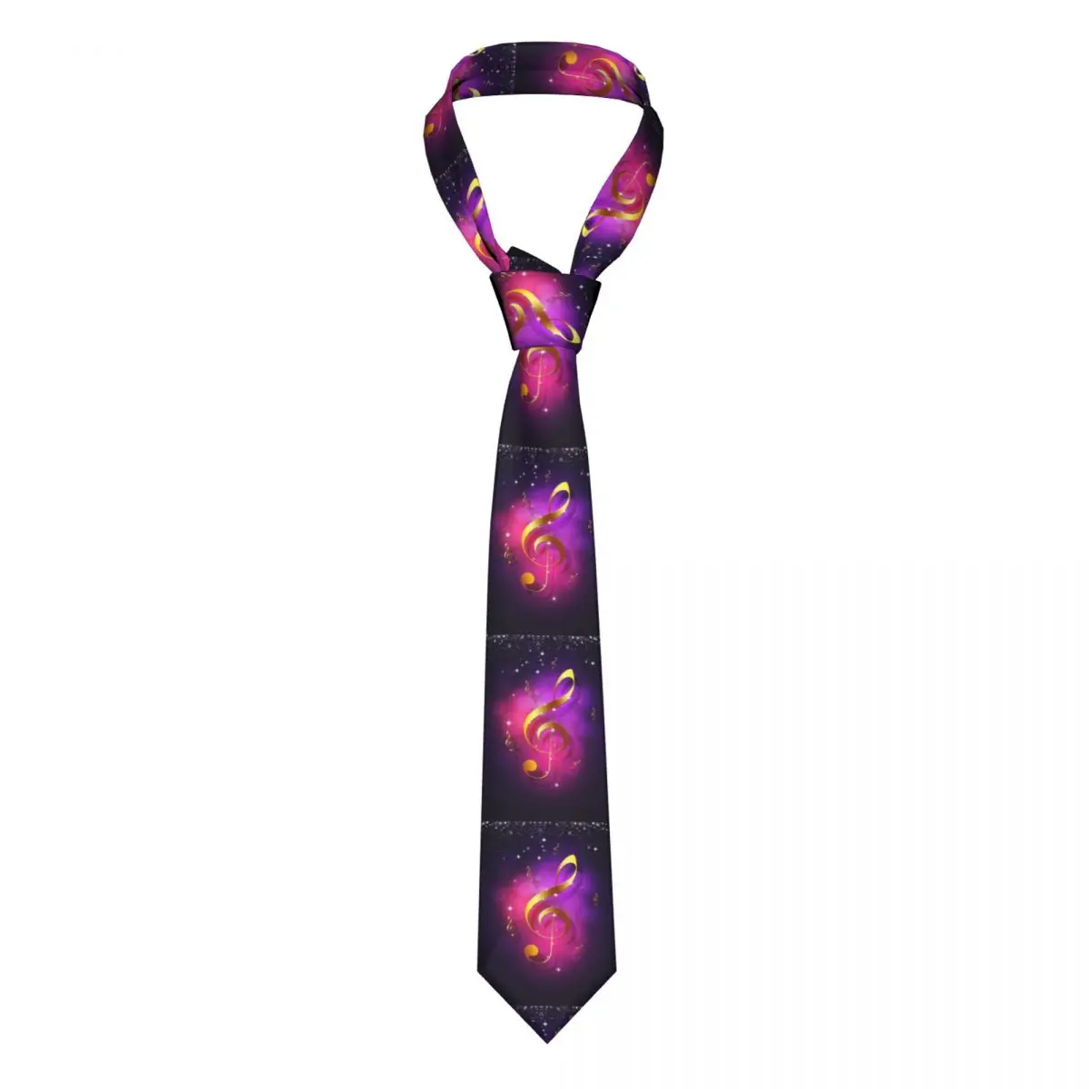 

Tie For Men Formal Skinny Neckties Classic Men's Gold Music Notes Of Purple Wedding Tie Gentleman Narrow