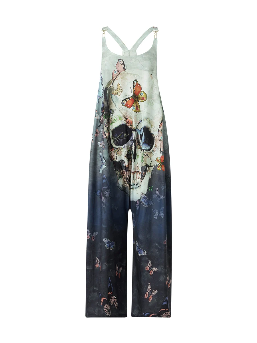 

Women Halloween Printing Suspender Trousers U-neck Loose Fit Overalls S M L XL XXL