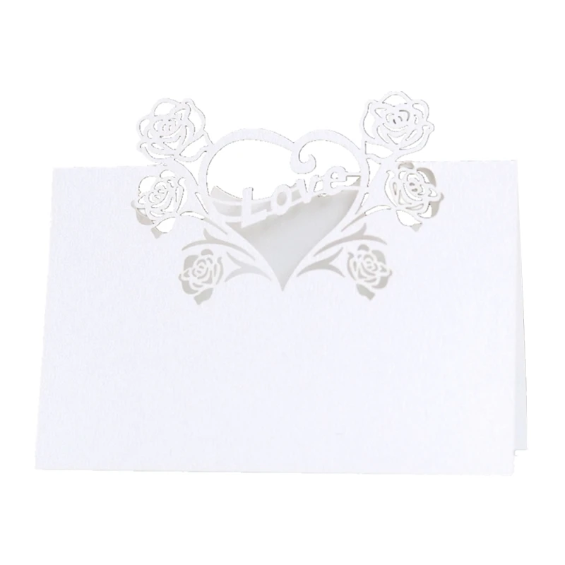 

50pcs Laser Cut Rose Love Wedding Place Cards for Greeting Invitation Decoration Party Table Sign-in Reception Card Wholesale