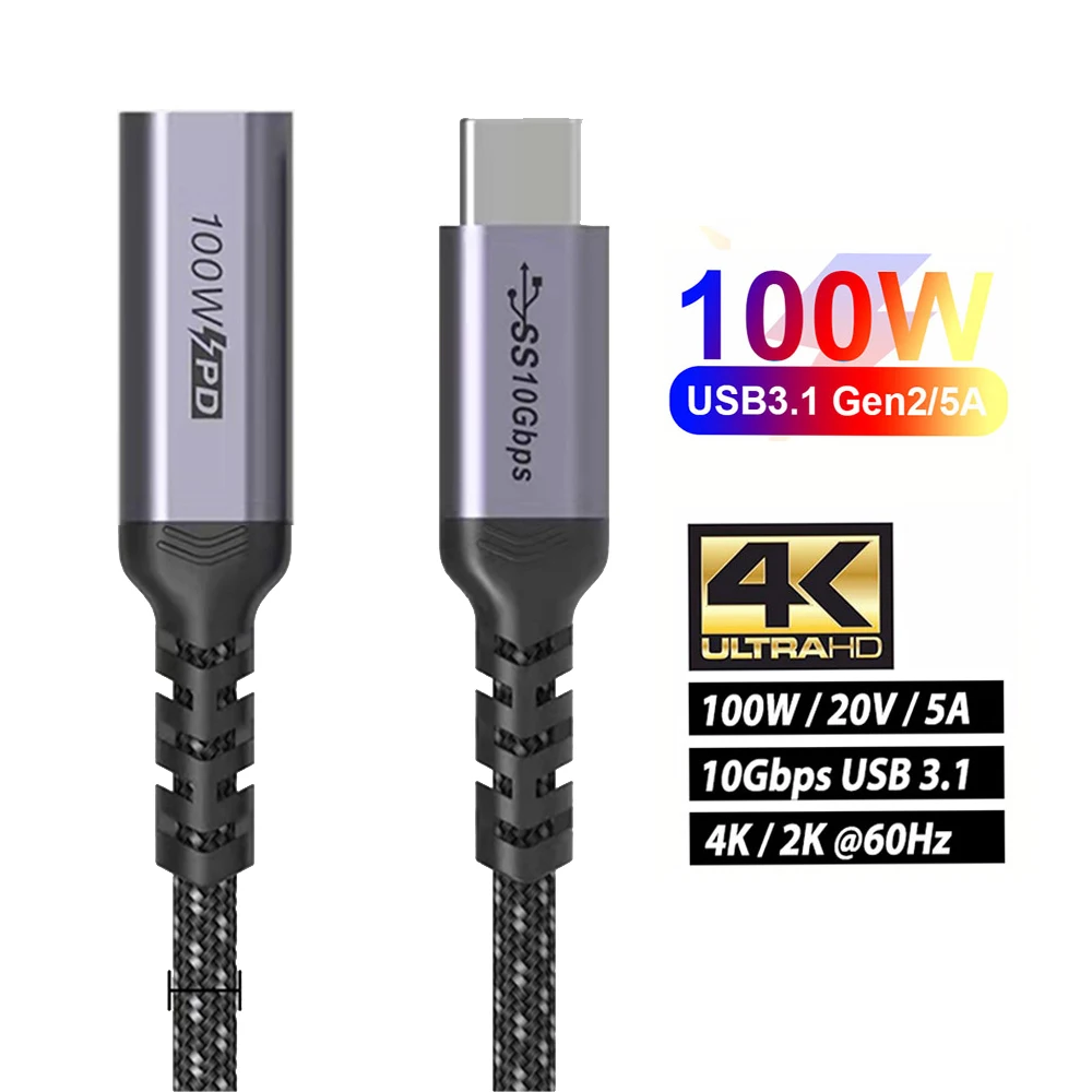 

Кабель-удлинитель с разъемами USB Type-C и USB 3,1 Gen 2, 10 Гбит/с, 100 Вт