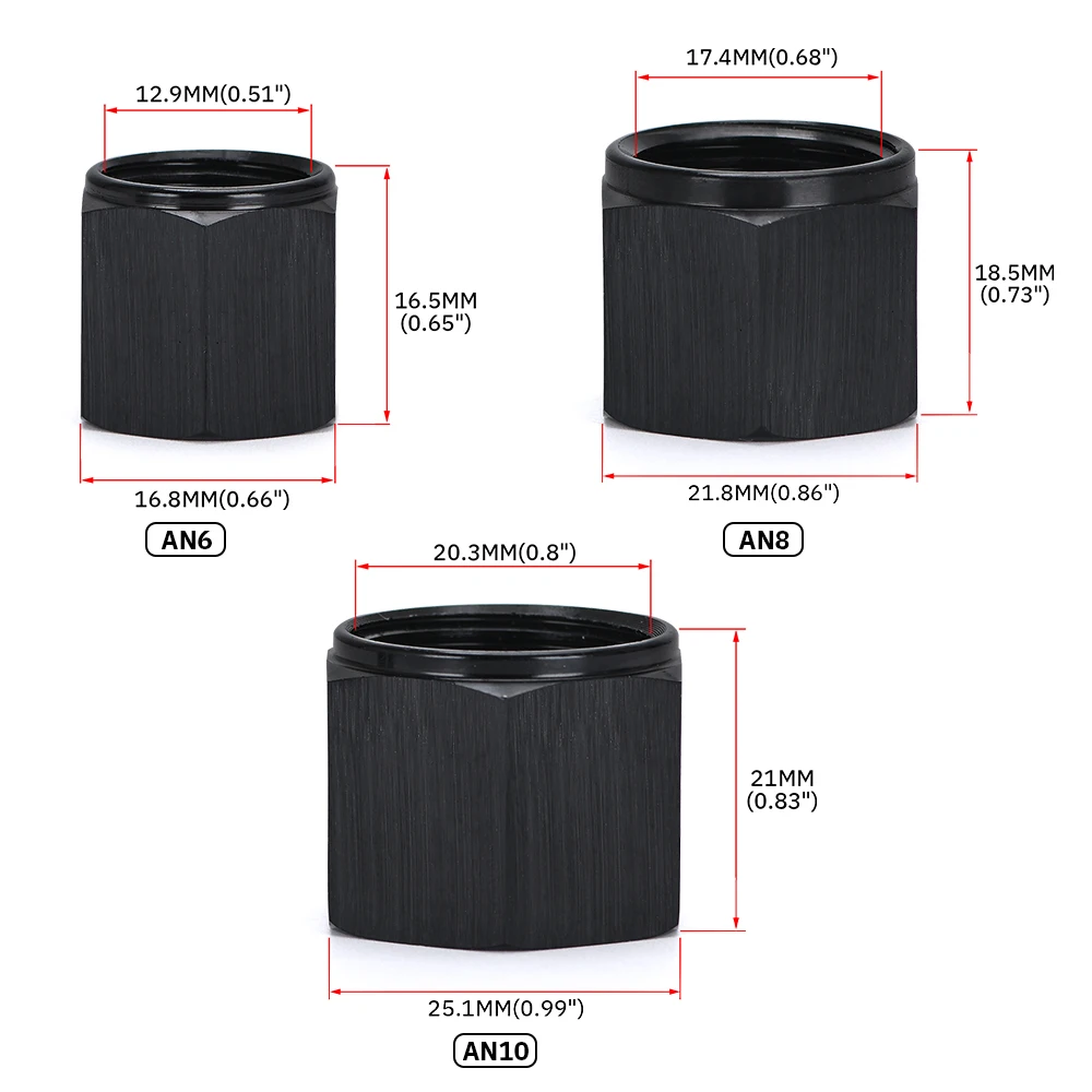 AN6 AN8 AN10 Адаптер Женская раструбная торцевая заглушка Заглушка Трубчатая гайка