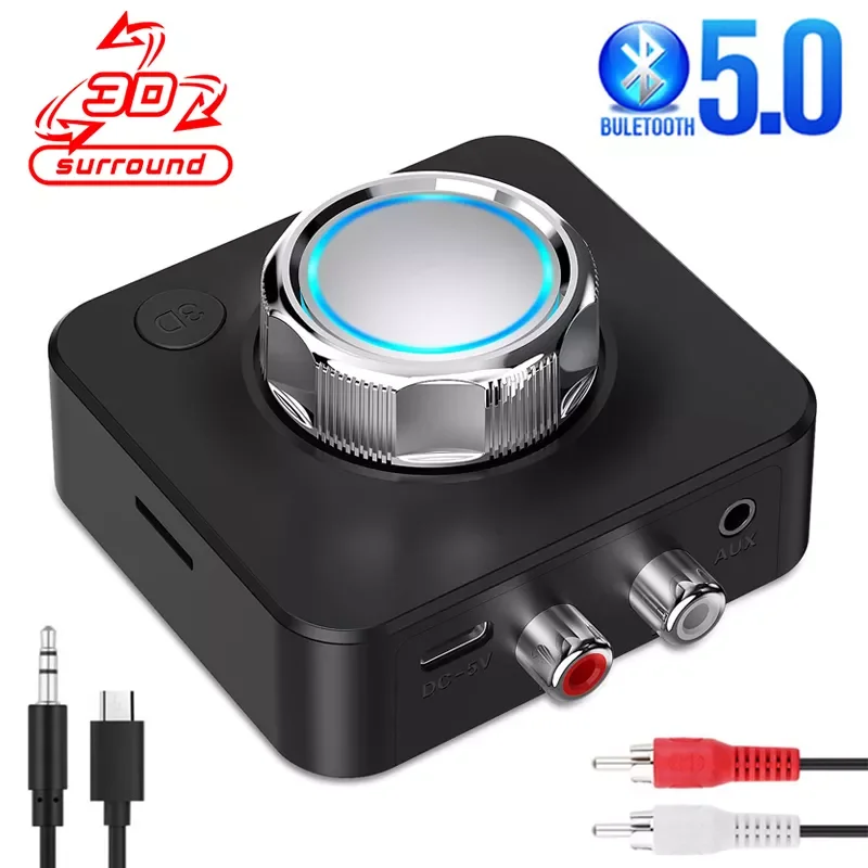 

Bluetooth 5.0 Receiver 3D Stereo TF Card RCA 3.5mm AUX Jack Wireless Adapter For Speaker Amplifier Car Audio Transmitter Auto ON