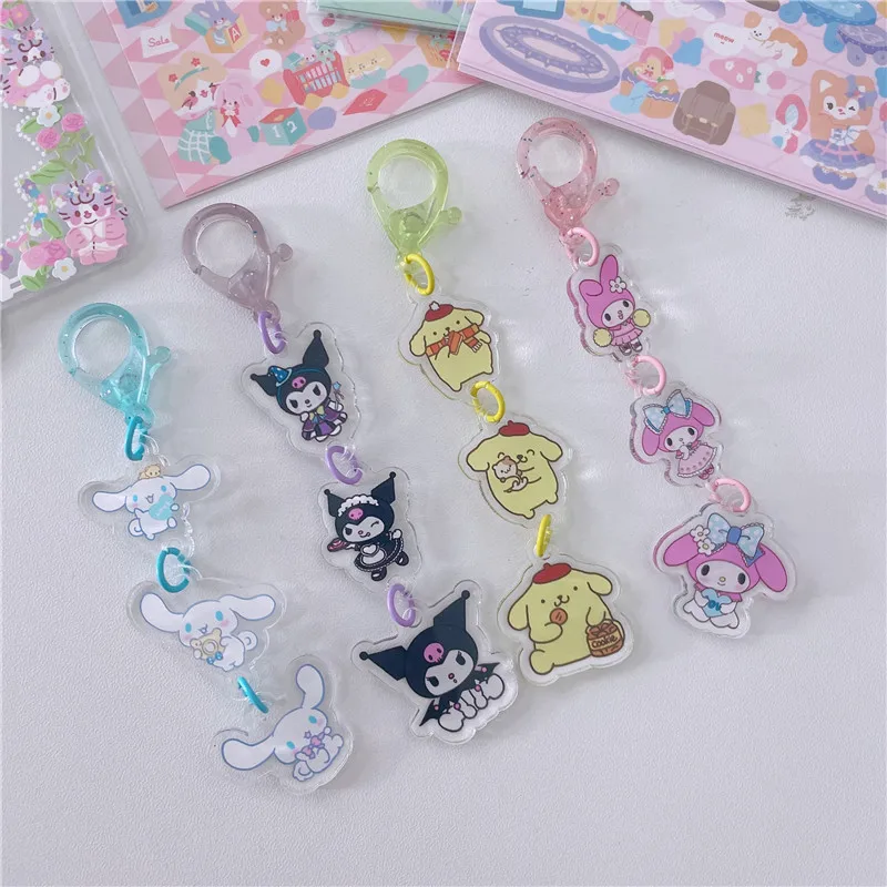 

Japanese Girl Heart Small Gift Sanrio Mymelody Kuromi Cute Kawaii String Keychain Q Version Creative Bag Small Pendant Gift Toy