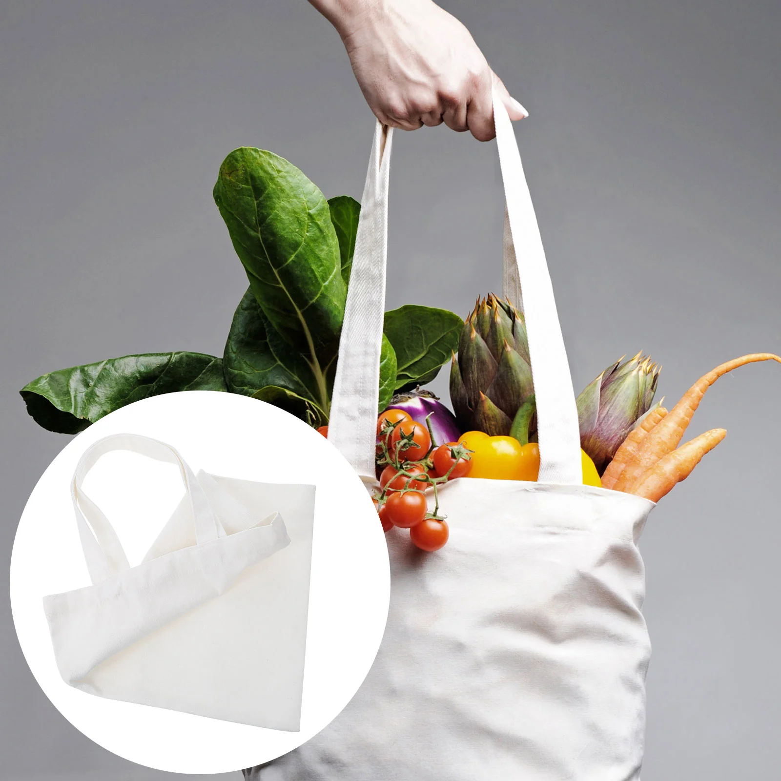 

8 Pcs Foldable Tote Large Grocery Pouch Storage Bag Portable Shopping Gift Simple Blank Canvas Sublimation Sundries