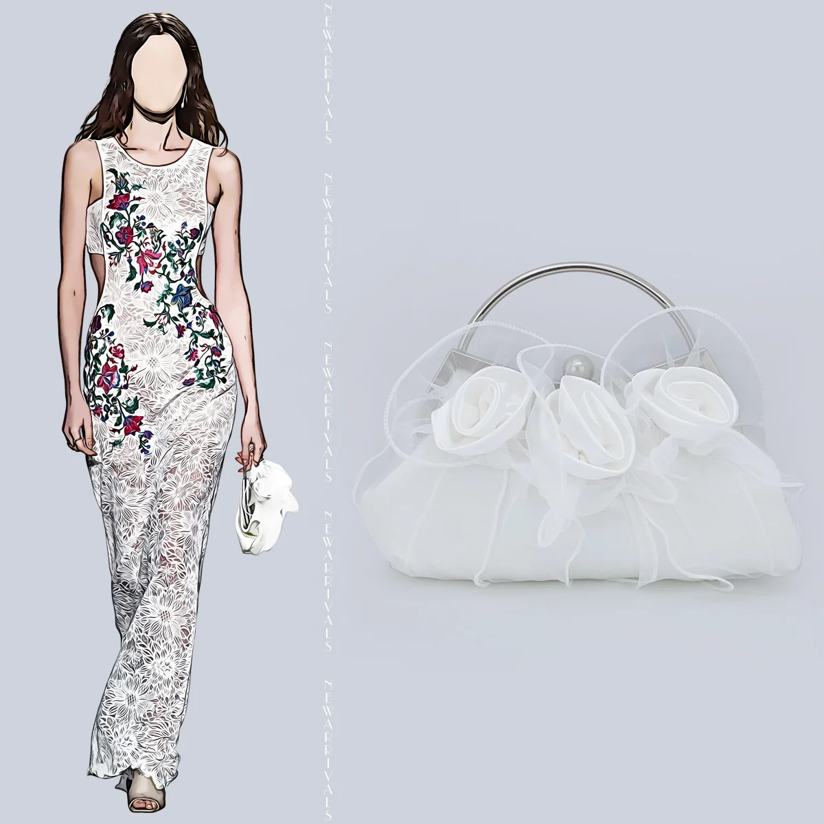

Flower Petal Clutch Bridal Handbag Evening Bag Satin Rose Elegant Purse for Bridesmaid Wedding Party Cocktail Party Handbags