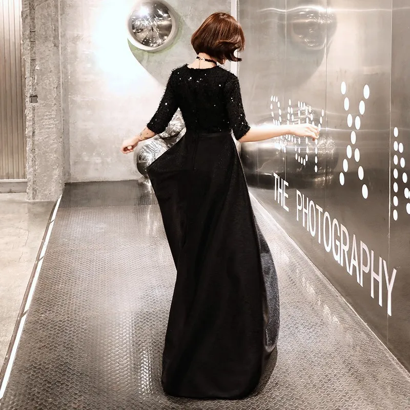 New Black Long Dress, Conductor, Piano Performance, Host, Evening Dress, Annual Show, Art Examination, Chorus, Large Dress