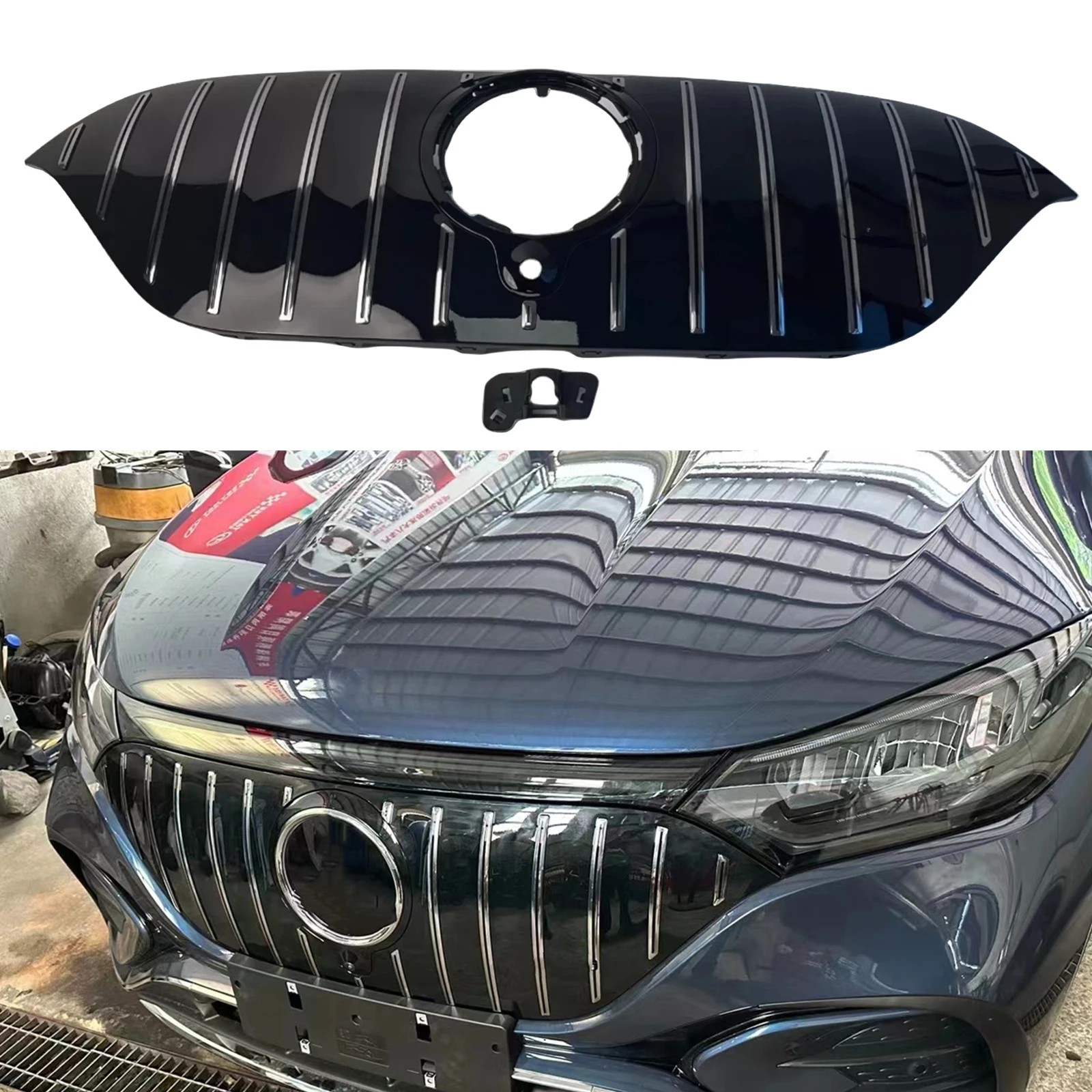 Передняя решетка гоночного гриля для Mercedes-Benz W294 EQE350 SUV EQE500 2022-2024 GT Style серебристый