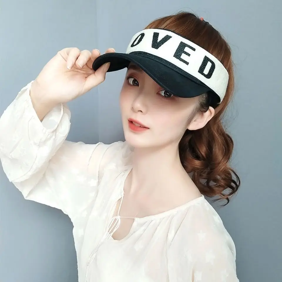

Love Printed Baseball Cap And Wig Women's Long Curly Hat