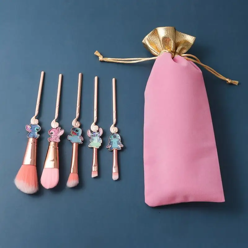 

Stitch Doll Makeup Tool Set 5Pcs Cartoon Anime Birthday Gift Girl Blush Eyebrow Lipstick Concealer Highlighter Eyeshadow Brush