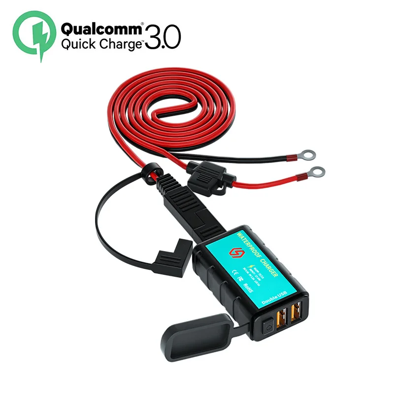 Фото USB-зарядное устройство для мотоцикла 12В с водонепроницаемым выключателем и вольтметром, адаптер быстрой зарядки SAE на USB Type-C, аксессуары для мотоциклов №1