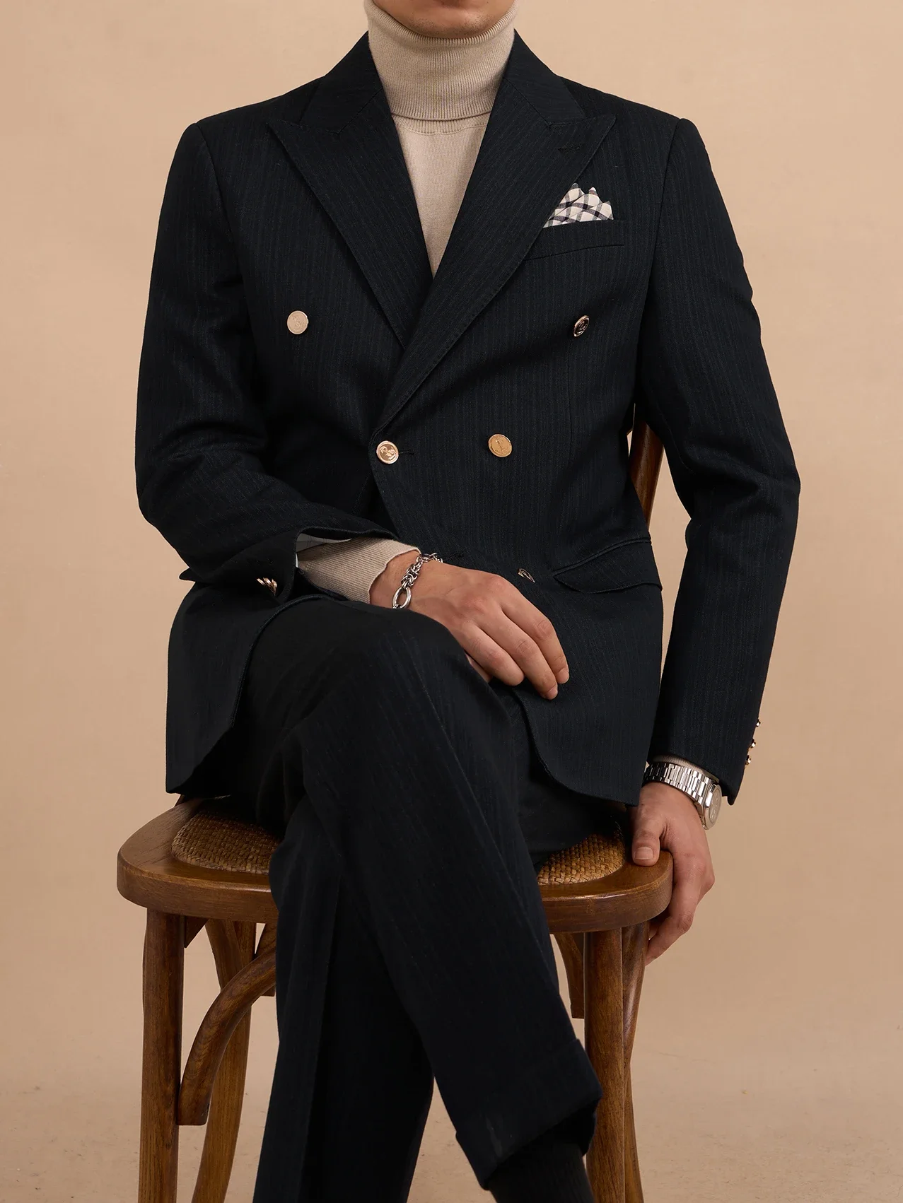 CY351 Двубортный костюм нежный полосатый деловой пиджак для банкета неаполита