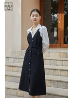 ziqiao 2022 summer korean style elegant dress retro slip dress high waist v neck short sleeve fashion casual ankle length dress