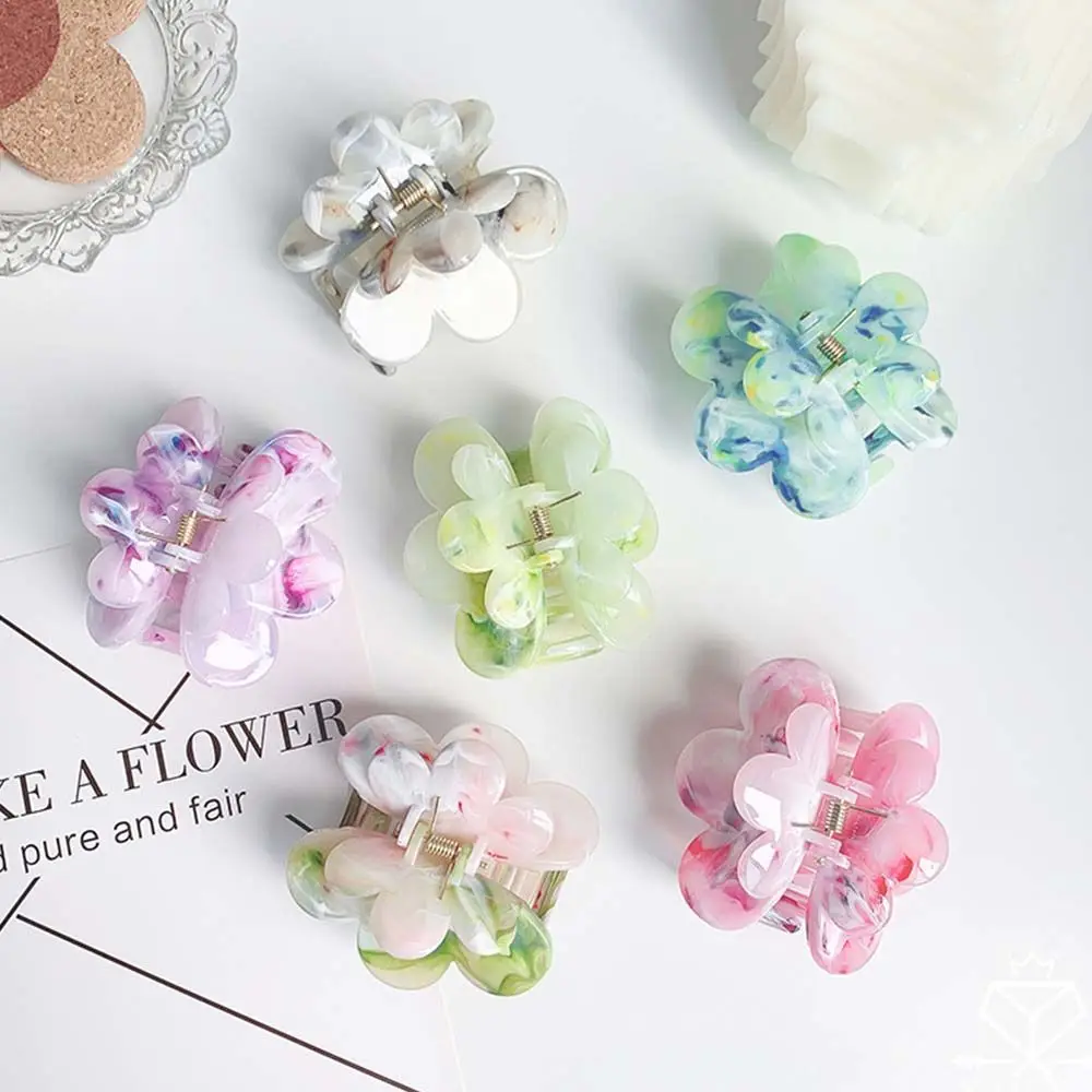 

Mini Hair Clamps Girls gifts Ponytail Holder Floral Hair Clip Flower Hair Claw Marble Textured Barrette Women Hairpin