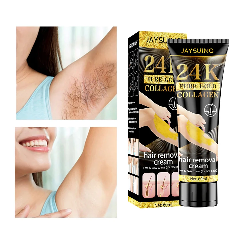 

24K Gold Collagen Hair Removal Cream Fast Mild Hair Removal For Arms Armpits Legs Depilatory Cream For Men Women