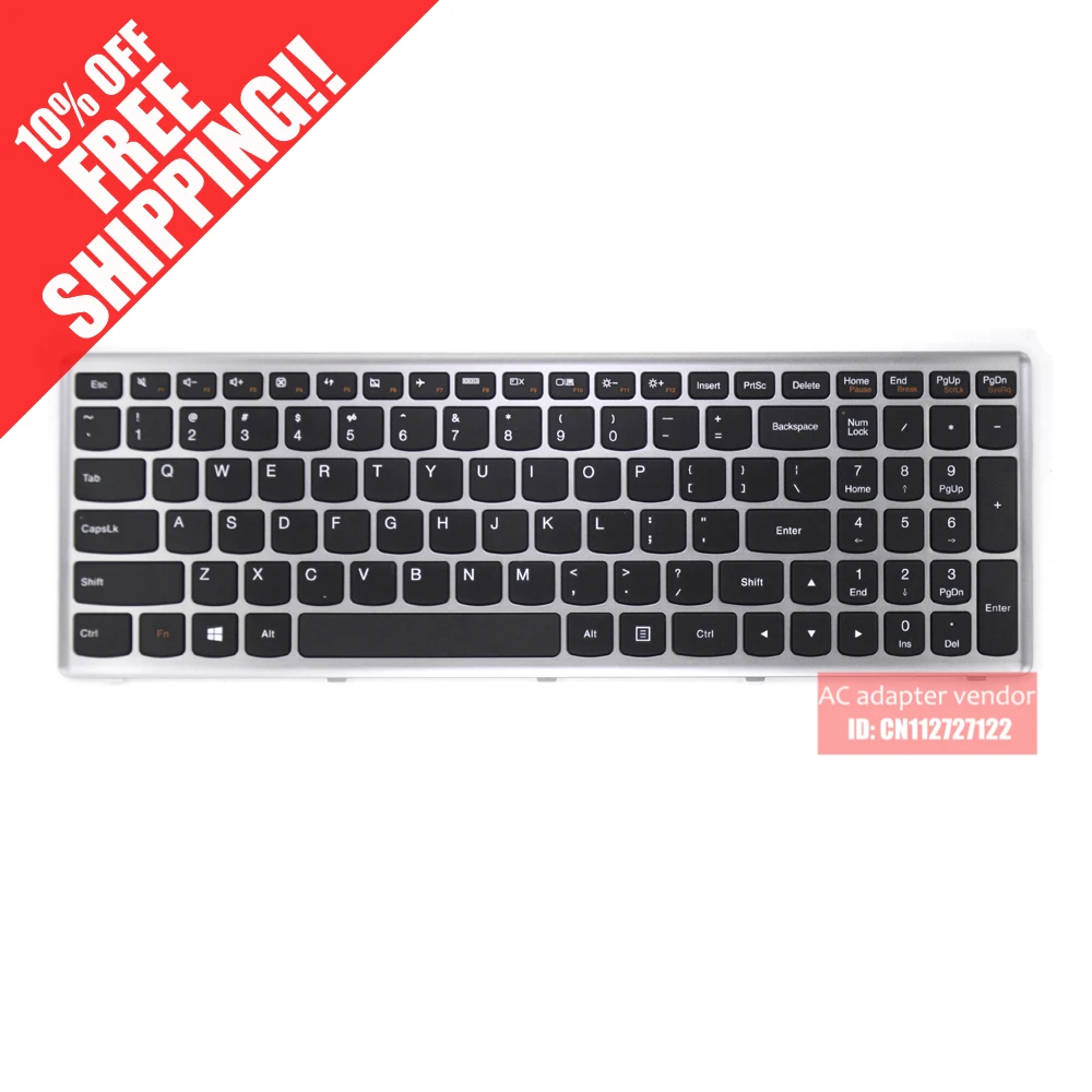 

New Replacement FOR LENOVO IdeaPad U510 laptop keyboard silver frame