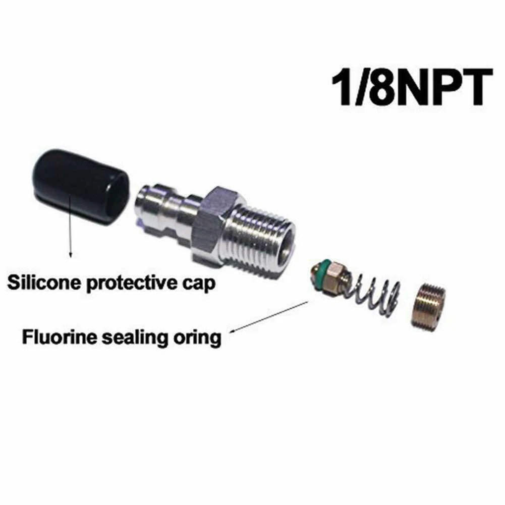 

1/8" Female NPT Thread Paintball Quick Head Connector 3000-5000 Psi Stainless Steel Filling Nipple Unidirectional Plug Adapter