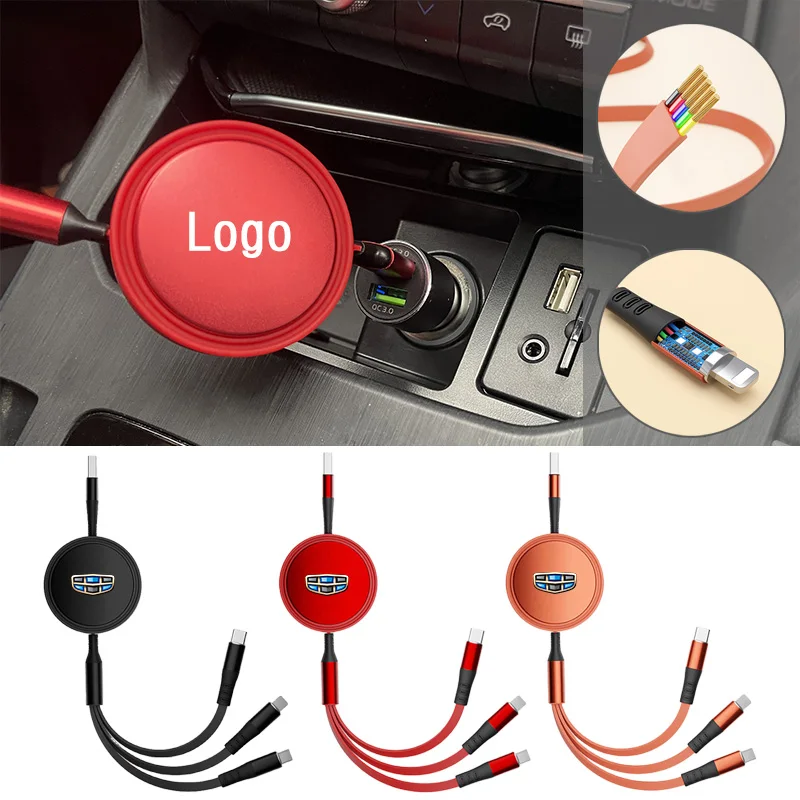 

3 In1 Car USB Data Quick Charging Cable Xiaomi Huawei for Hyundai I20 30 Tucson Creta Ix35 Ix45 Tucson Elantra Santa Accessories
