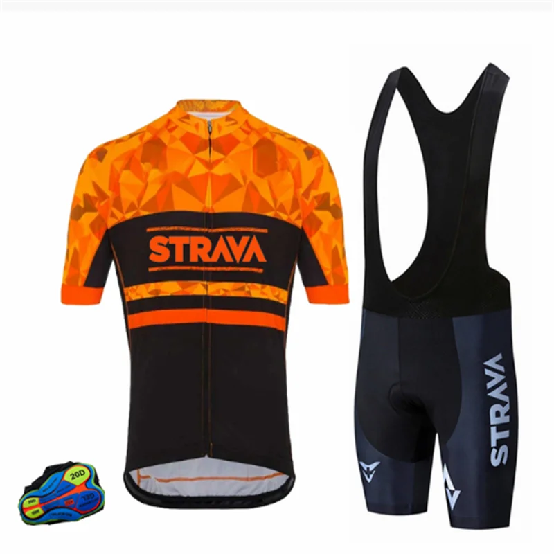 

STRAVA 2022 Pro Team Summer Cycling Jersey Set Breathable Men Bicycle Clothing Short Sleeve Shirt Bike Bib Shorts 20D Gel Pad