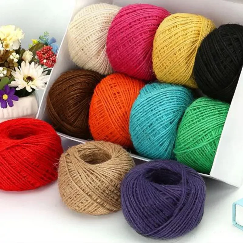 

sell 50M Natural Burlap Hessian Jute Twine Cord Hemp Rope 2mm Packing String Wedding Decoration 5BB5607