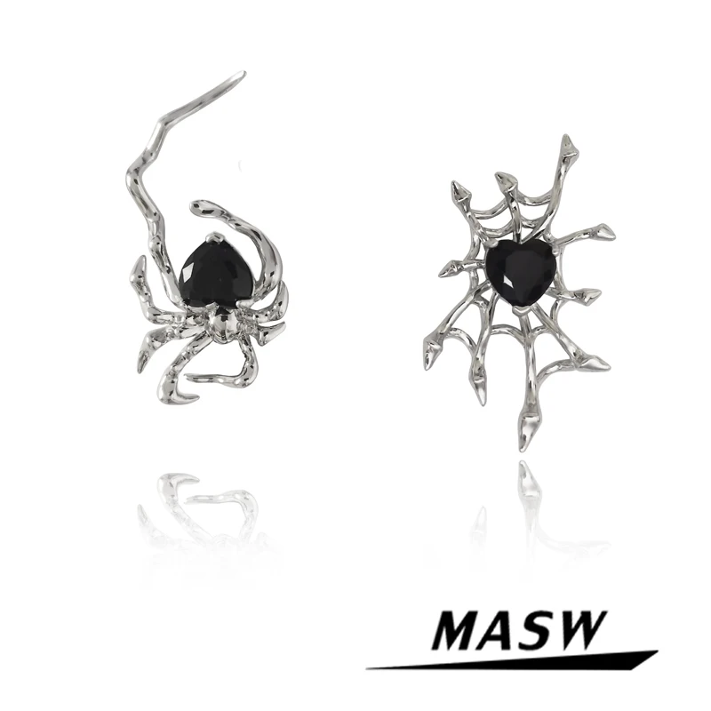 

Современные ювелирные изделия MASW, оригинальный дизайн, стильные высококачественные металлические Асимметричные черные серьги для женщин