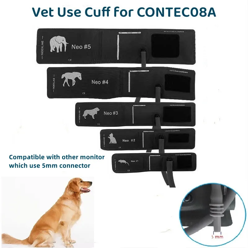 Vet Use Cuff Animals Cuff CONTEC08A Veterinary Blood Pressure Monitor Cuff 5 types Mouse/Cat/Dog/Horse/Elephant With Connector