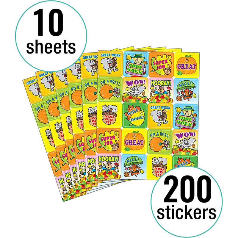 

200PCS Cartoon Animal English Reward Sticker Kids Scrapbooking Toys School Teacher Motivational Stickers