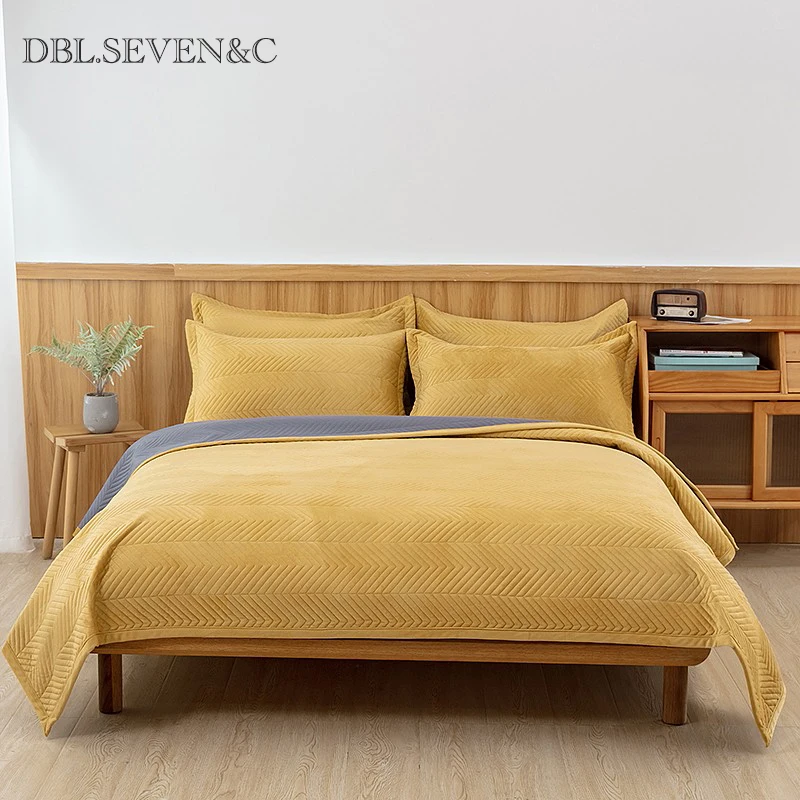 

Высококачественное двухстороннее постельное белье DBL.SEVEN & C, покрывало для постельного белья из бархата и хлопка, покрывало для постельного ...