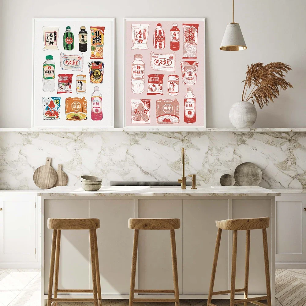 Картины на холсте в японском стиле с изображением еды продуктов и