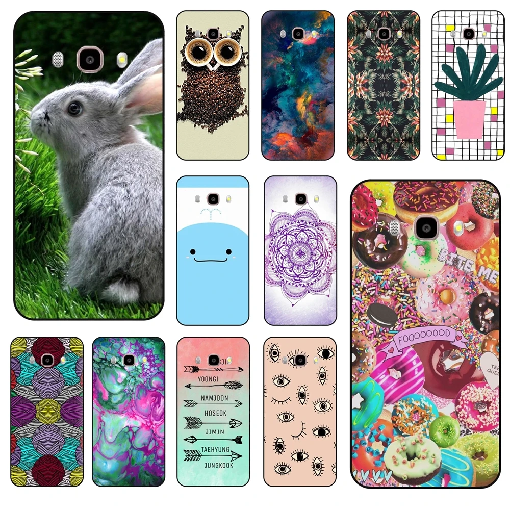 Чехол для мобильного телефона Samsung Galaxy J5 2016, чехол с цветами для Galaxy J5 2016, Защитные чехлы для телефона Cusize, черный чехол 3D