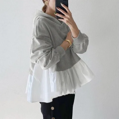 Women Spring Hooded Hoodies Loose 2022 Casual Loose Simple Top Korea Sweatershirt Japan Female Girl Young Casual School Blouses