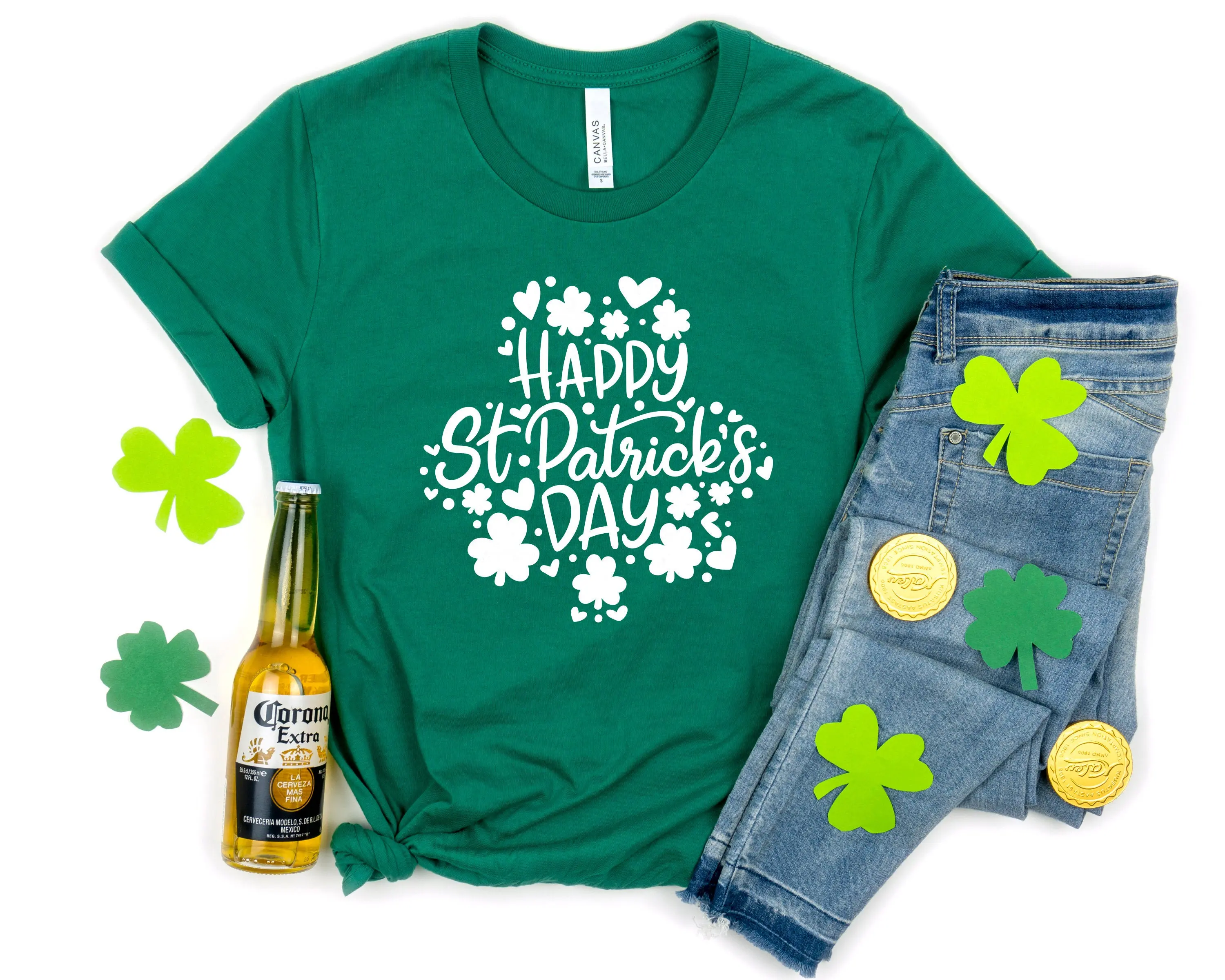 

Happy St. Patricks Day with Shamrock Shirt Lucky Clover Shaped Print Women T-shirt 2023 Best Fashion Irish Day Female Shirt