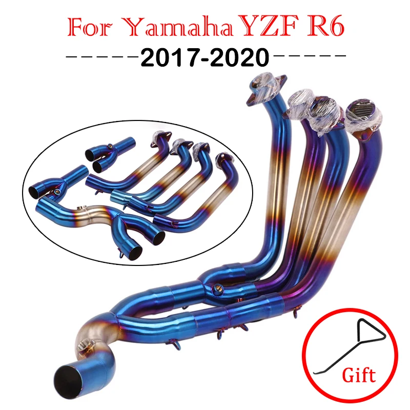 

For Yamaha YZF R6 2017-2020 2019 2018 Motorcycle Exhaust System Escape Front Tube Link Pipe Connect Original akrapovic Muffler