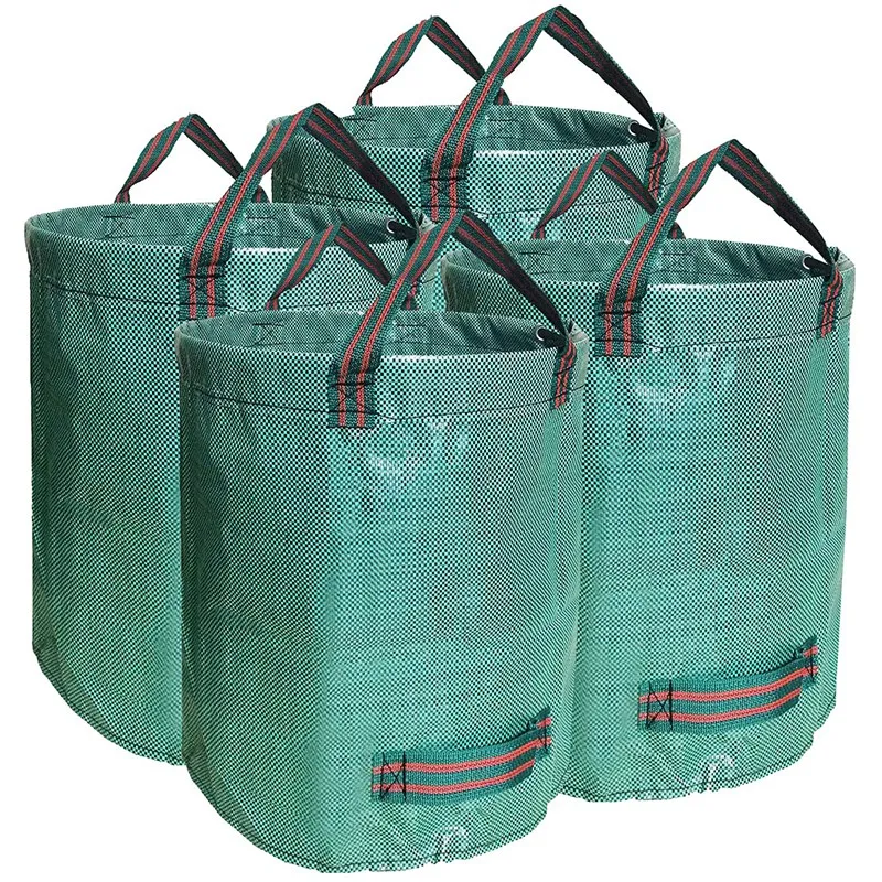 

4 Pack Garden Waste Bags, Reusable Yard Bags Heavy Duty Waterproof Gardening Leaf Bag With 4 Handles, Yard