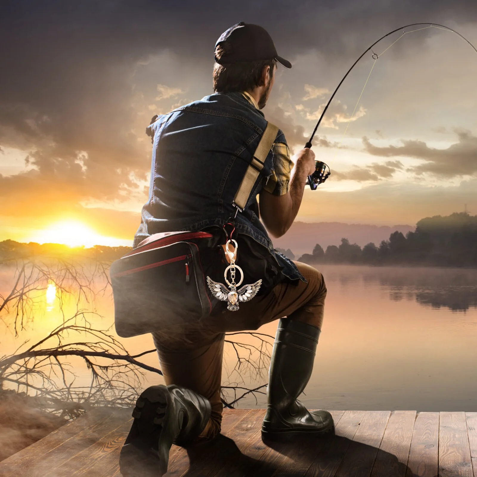 Accessories Animal Key Ring Pendant Delicate Keychain Rhinestone Inlaid Eagle-shaped