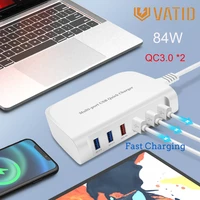 Vatid Port USB Phone Charger 84W QC3 0 Quick Charging Desktop Portable Charging Station for iPhone Samsung Xiaomi Huawei