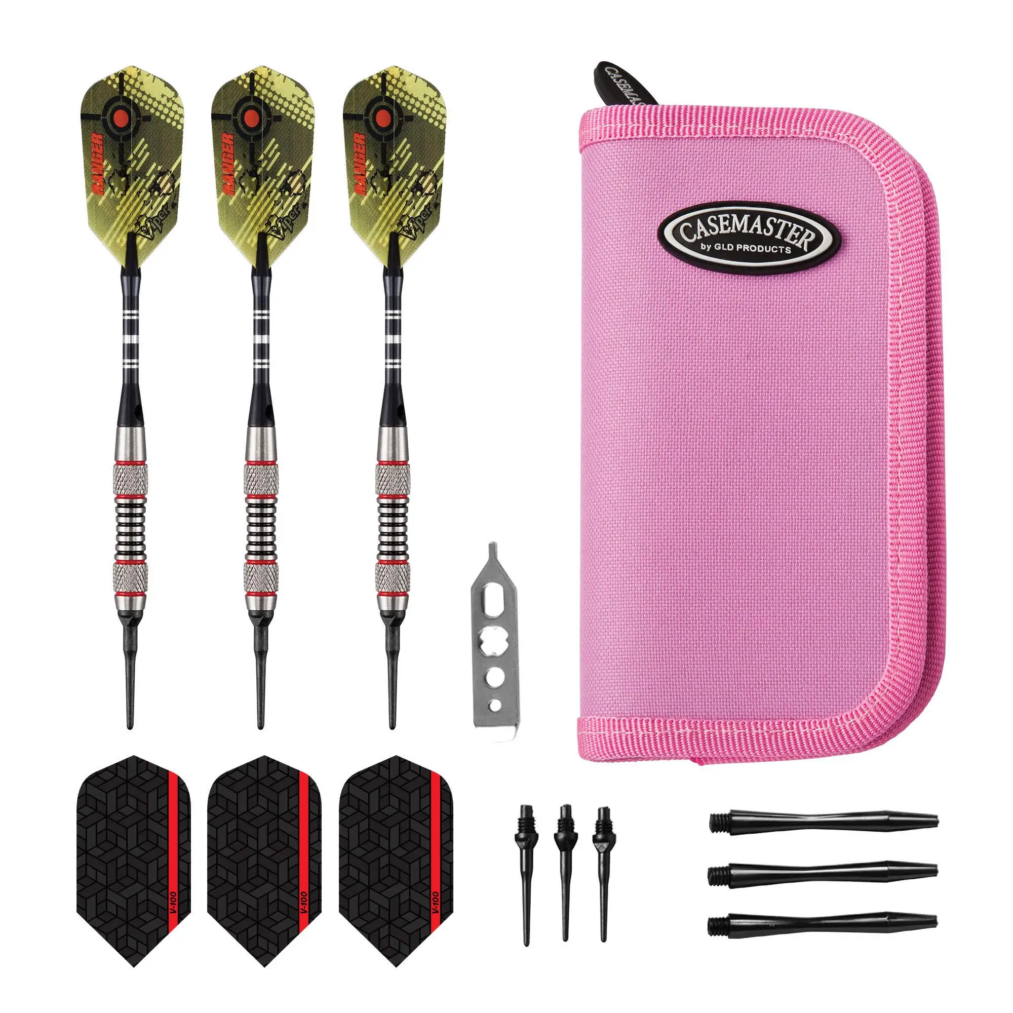 

Ranger Tungsten мягкие наконечники Дартс красные кольца 18 грамм и Casemaster роскошные розовые нейлоновые Фотообои