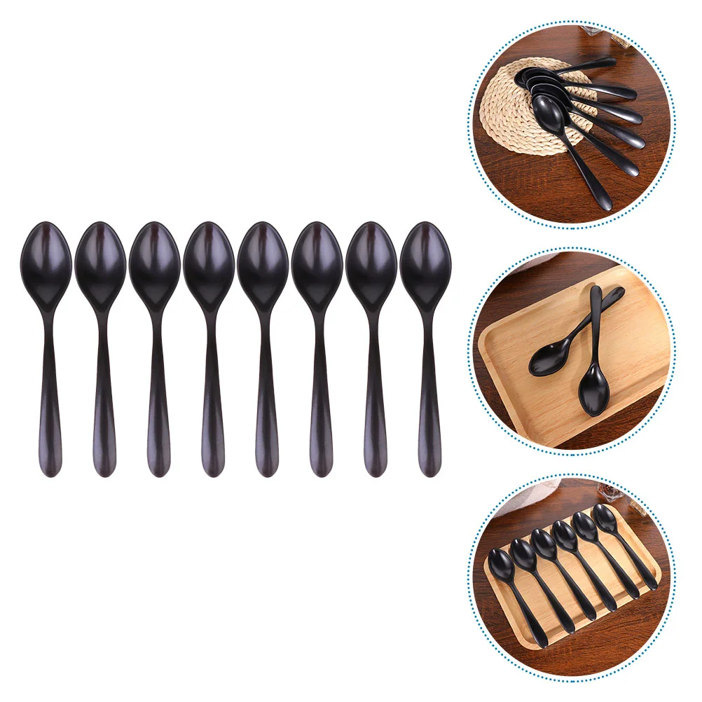 

Spoons Spoon Soup Melamine Black Tableware Imitation Ceramic Ramen Porcelain Eatinghandle Multi Scoopsrestaurant Coffee