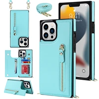crossbody leather zipper lanyard cover wallet phone case for iphone 13 12 11 pro max mini x xs xr 8 7 6 plus se2020 card holder