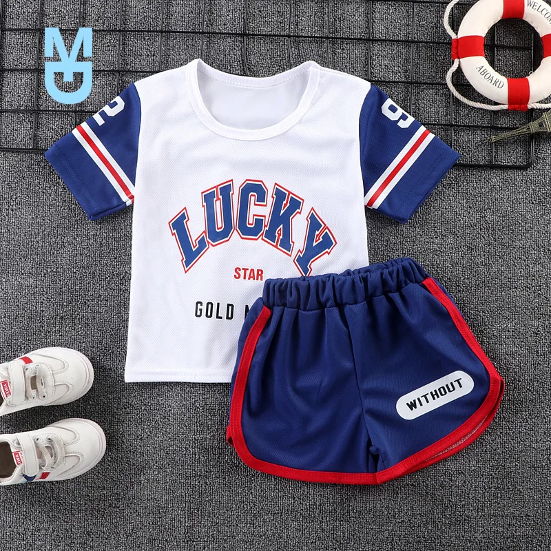

New Summer Children's Short Sleeve Suit Boys' Baseball Basketball Clothes For Sports Clothing Two Piece Sports Shorts Suit Kids