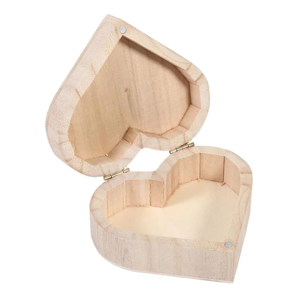 

Wood Jewelry Box Heart-shaped Ring Box Gift Organizer Wood Case for Home