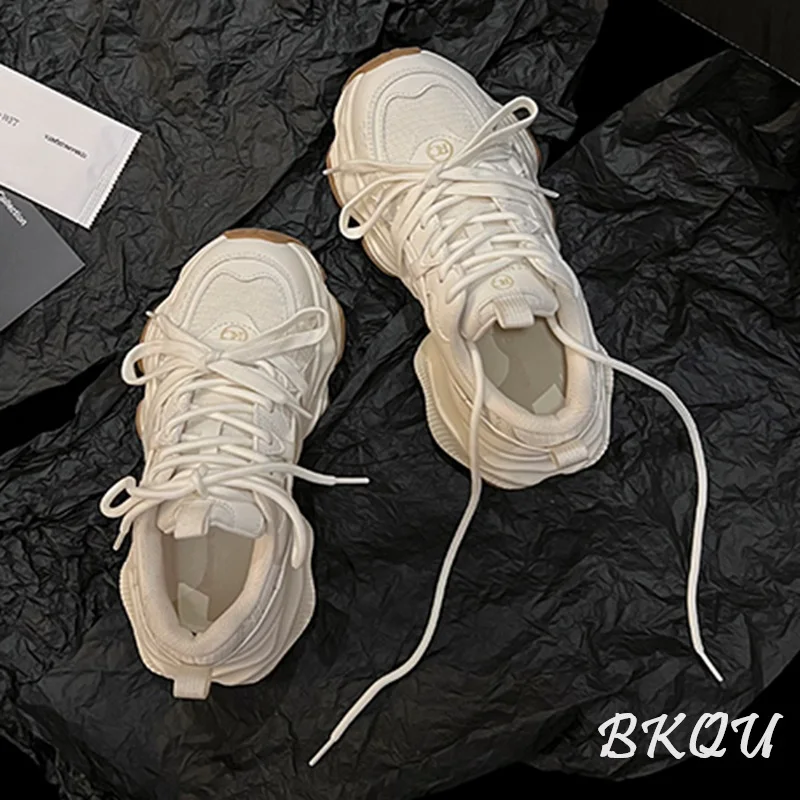 BKQU спортивная обувь для женщин Легкие беговые осень 2024 новая толстая подошва