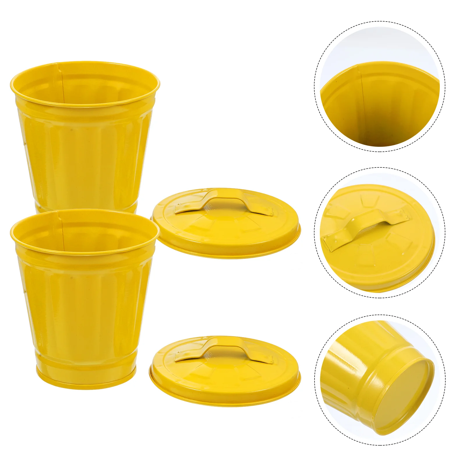 

2 Pcs Mini Garbage Cans Galvanized Trash Can Mini Desktop Wastebasket Metal Planter Waste Container Compost Bucket