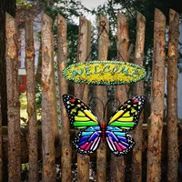 butterfly wall art garden outdoor indoor decoration blue decorate metal iron welcome sign