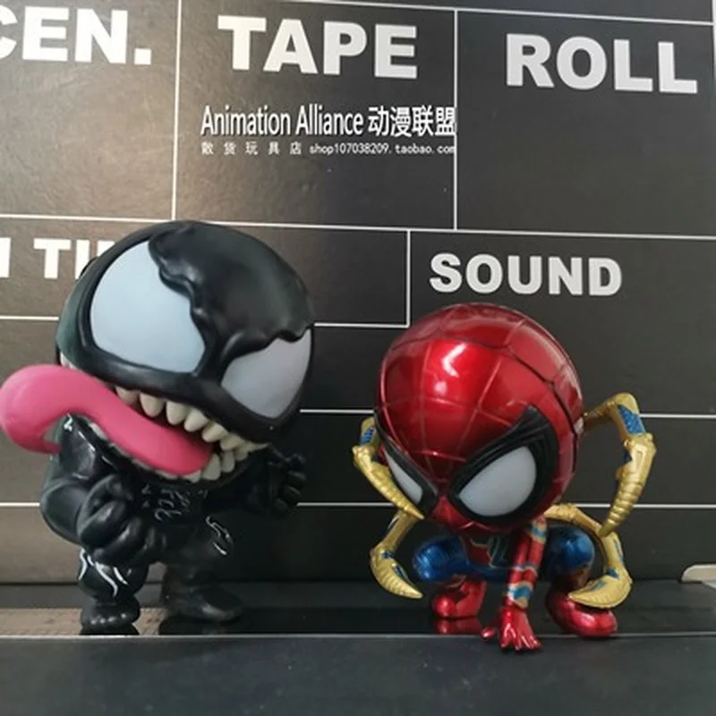 

Genuine Bulk Marvel Avengers Alliance Anime Figure Spider-Man Venom Q Version Shaking Head Doll Car Ornaments Action Figures