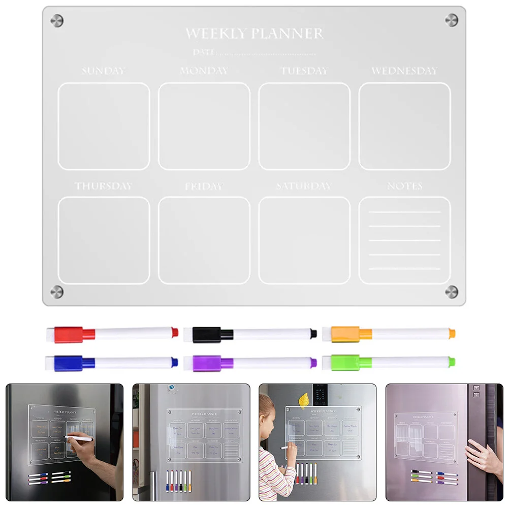 

Weekly Plan Writing Board Blank Calendar Dry Erase Refrigerator Fridge Magnet Schedule Planning Whiteboard Acrylic Practical