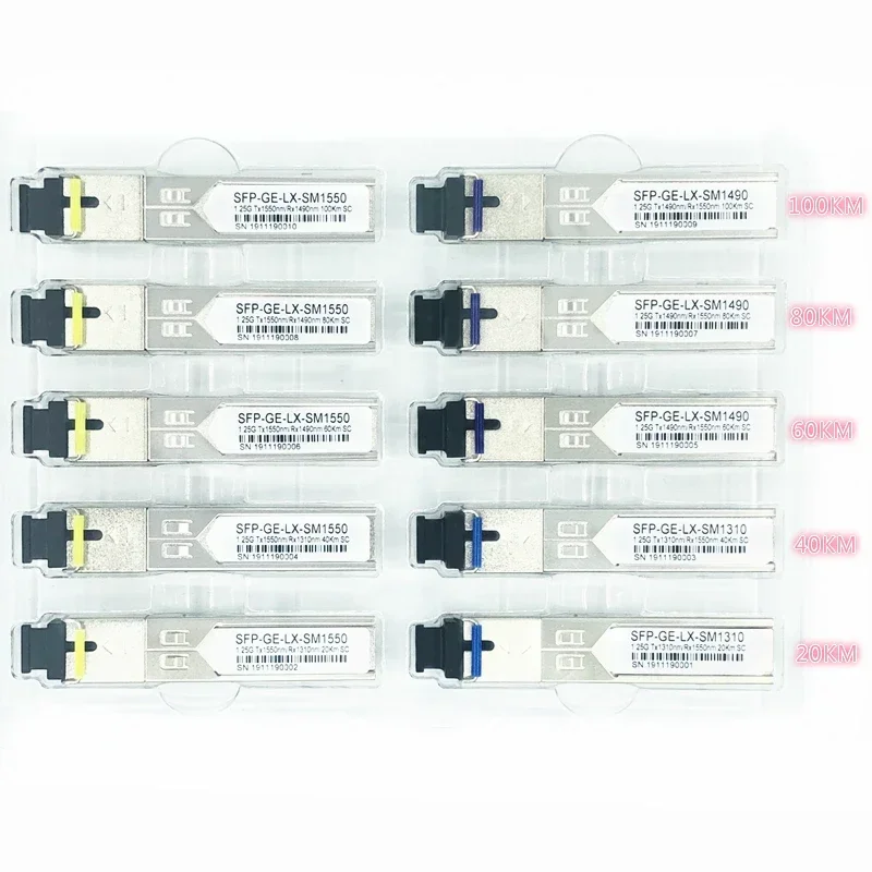 Оптоволоконный модуль SC SFP 1 25G 20/40/60/80/100KM 1310/1490/1550nm Одноволоконный оптический
