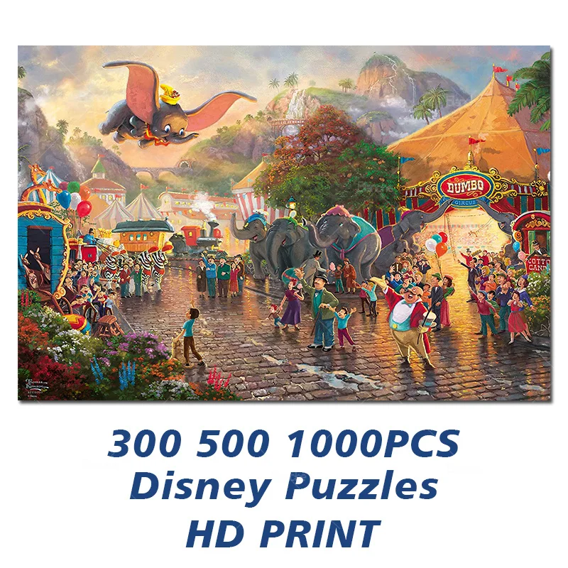 

Lovely Dumbo Elephant Disney Puzzles 300 500 1000PCS Street Circus Image Paper Jigsaw For Kids Teens Like Wall Room Ornament